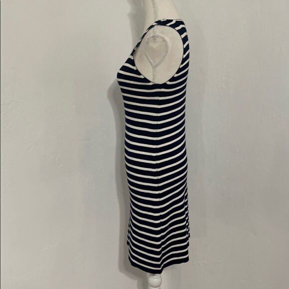 DKNY Navy White Striped Knit Sleeveless Dress SMALL - Picture 4 of 12